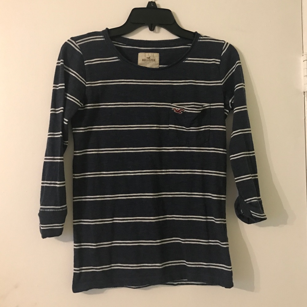 Hollister Striped Navy Blue Sweatshirt